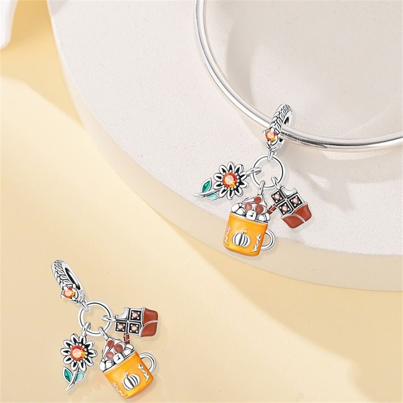 Charm Pendant Mug Pumpkin Spice avec Chocolat et Tournesol