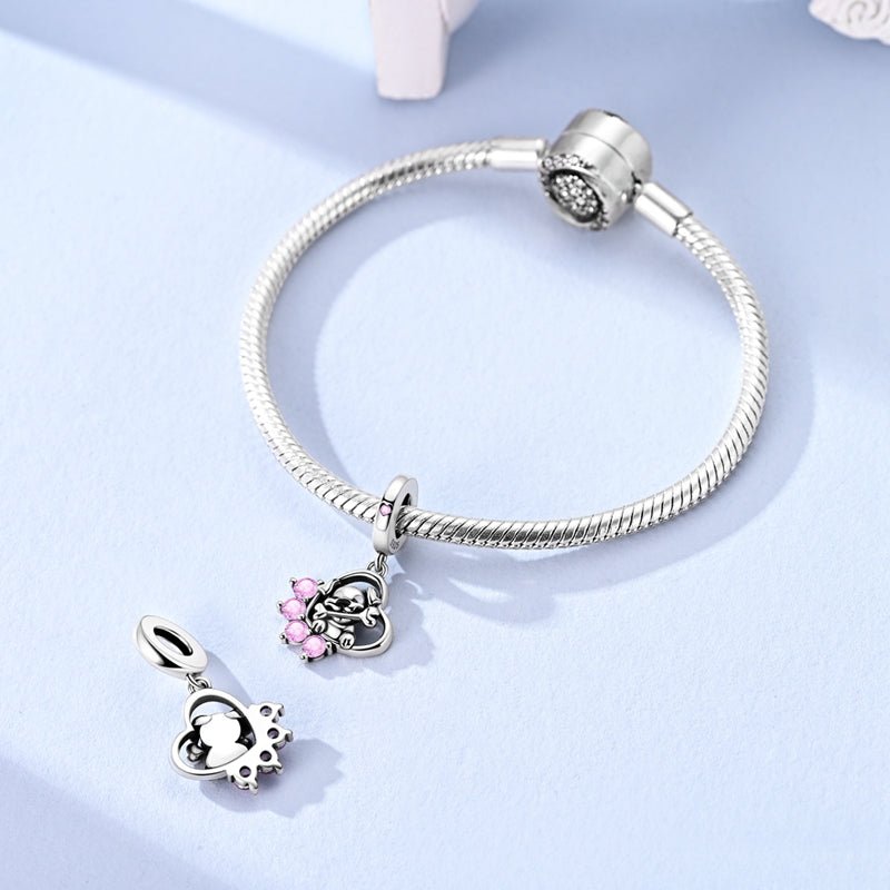 Charm Pendant Chiot avec Os et Cœur Patte