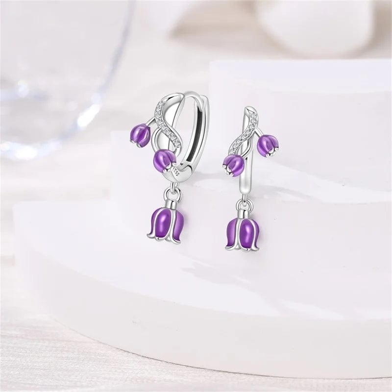 Créoles Pendantes Campanule Violette