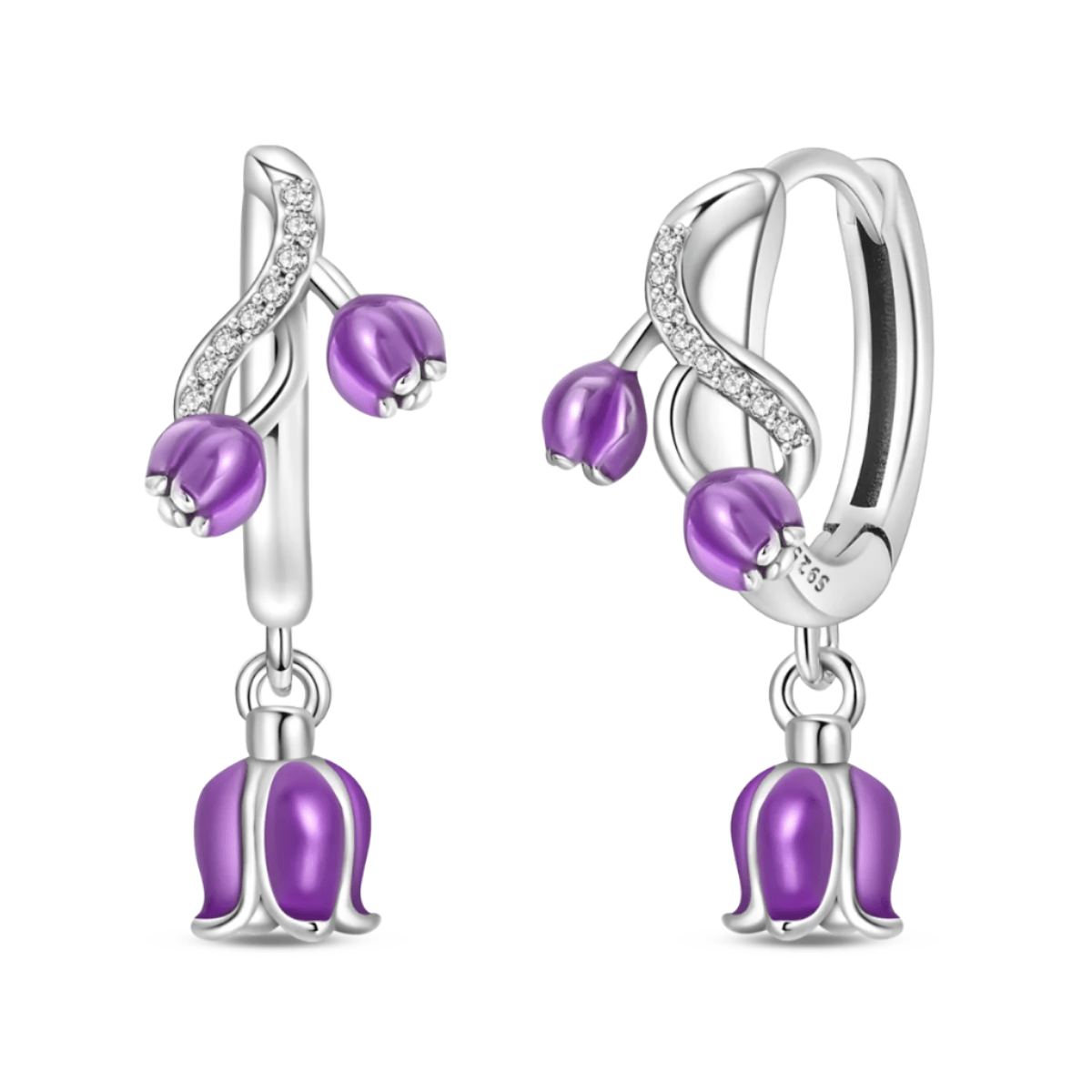 Créoles Pendantes Campanule Violette