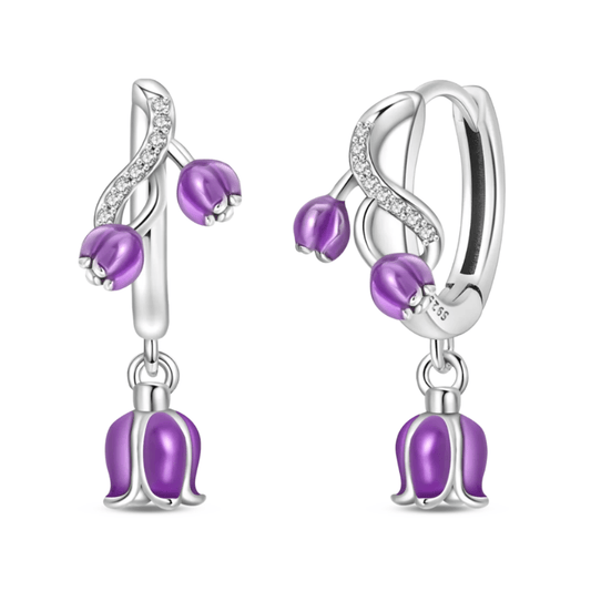 Créoles Pendantes Campanule Violette
