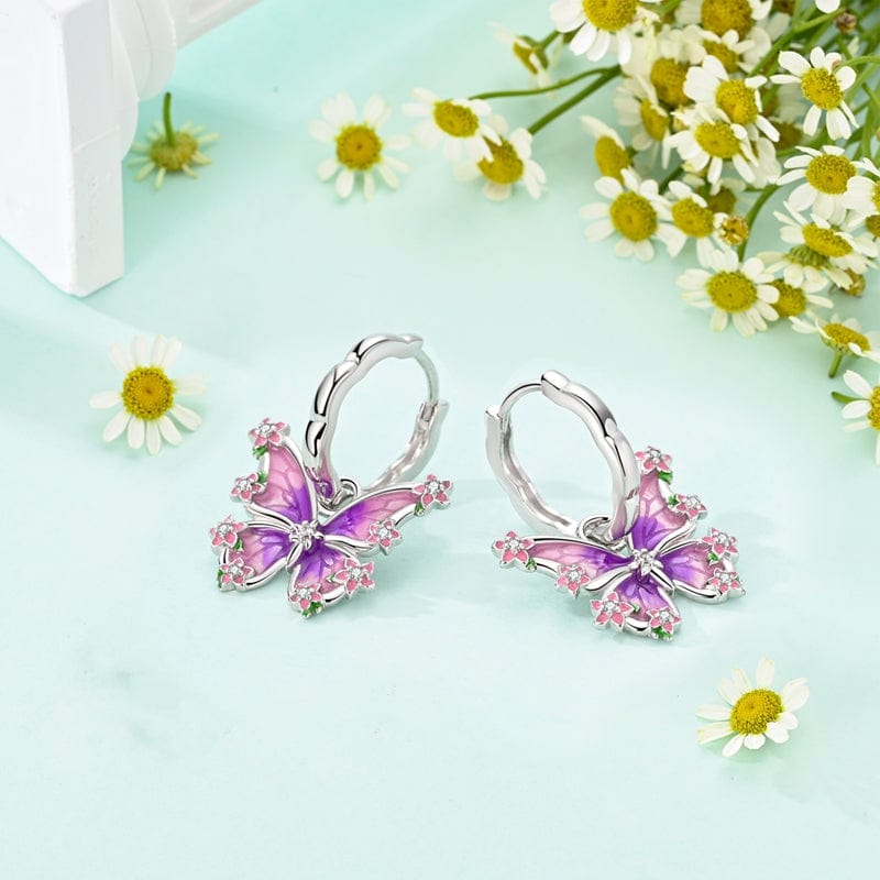Créoles Papillon et Fleur Violette