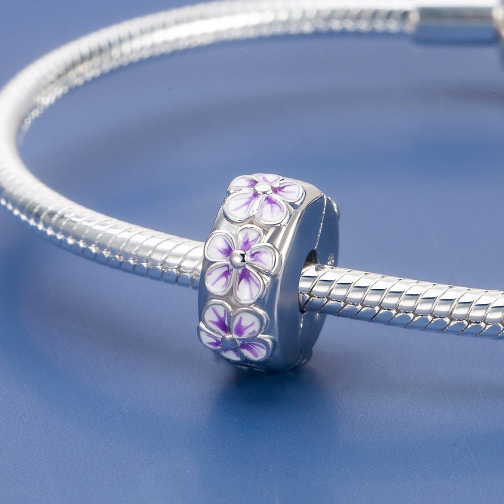 Charm Clip Fleurs Violettes