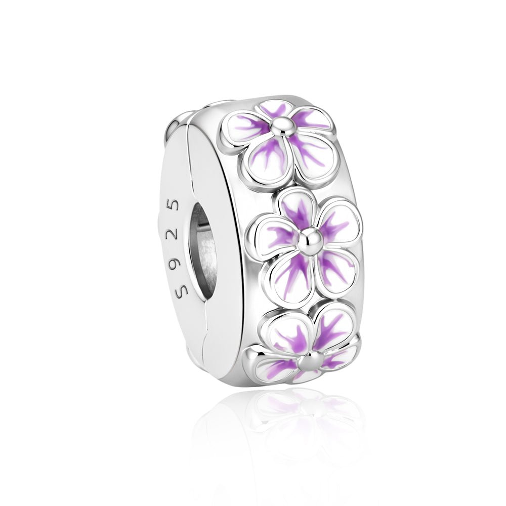 Charm Clip Fleurs Violettes