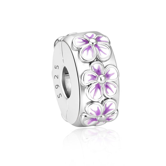 Charm Clip Fleurs Violettes