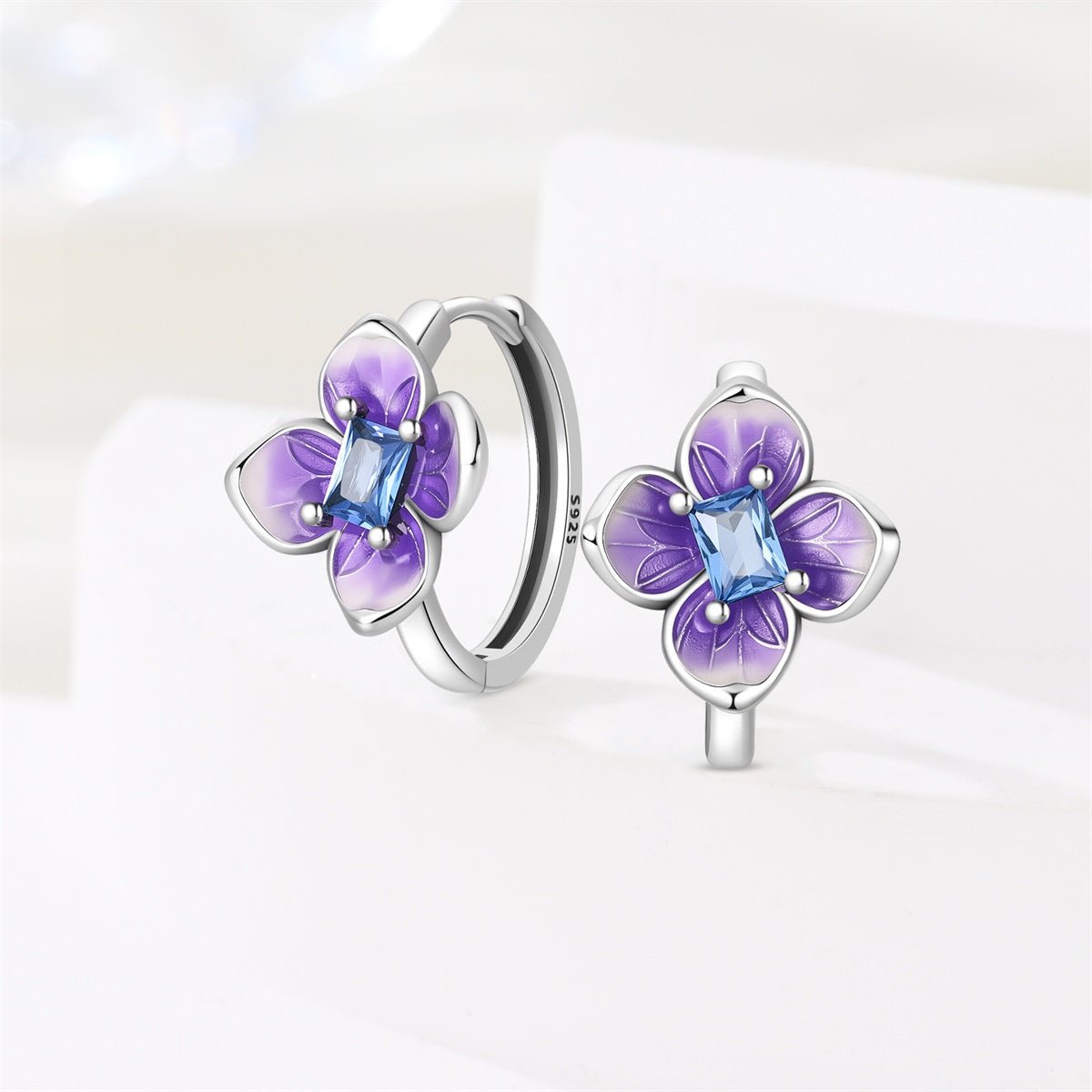 Créoles Fleur Violette Épanouie