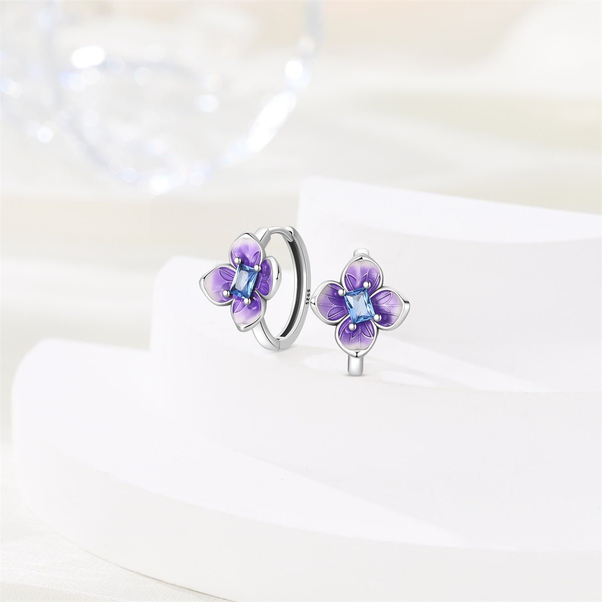 Créoles Fleur Violette Épanouie