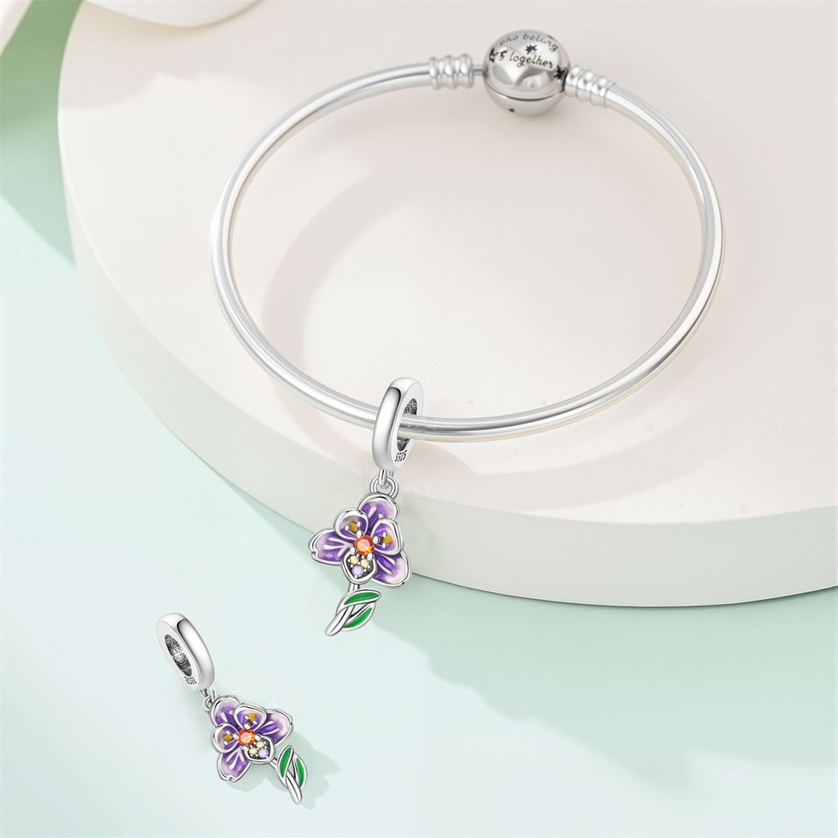 Charm Pendant Fleur Orchidée Violette