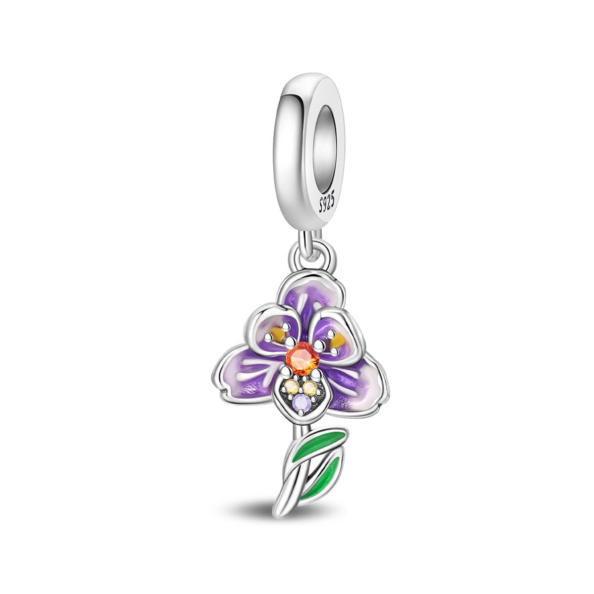 Charm Pendant Fleur Orchidée Violette