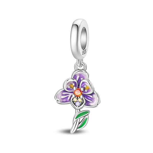 Charm Pendant Fleur Orchidée Violette