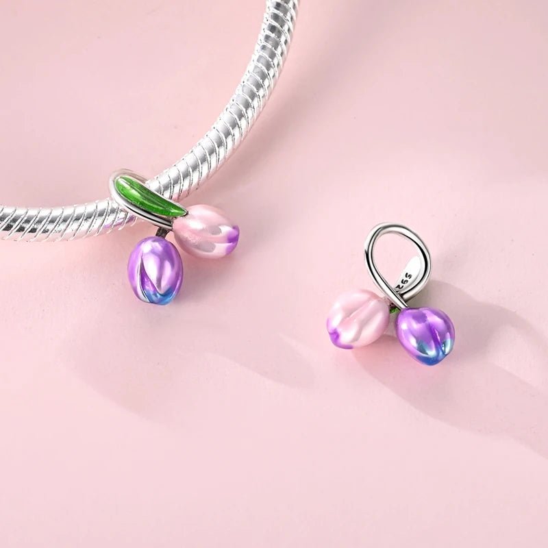 Charm Duo de Tulipes Violette et Rose