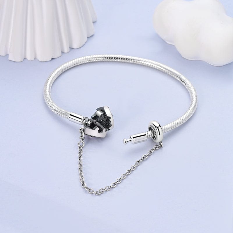 Bracelet Cœur Arc-en-Ciel avec Chaîne de Sécurité