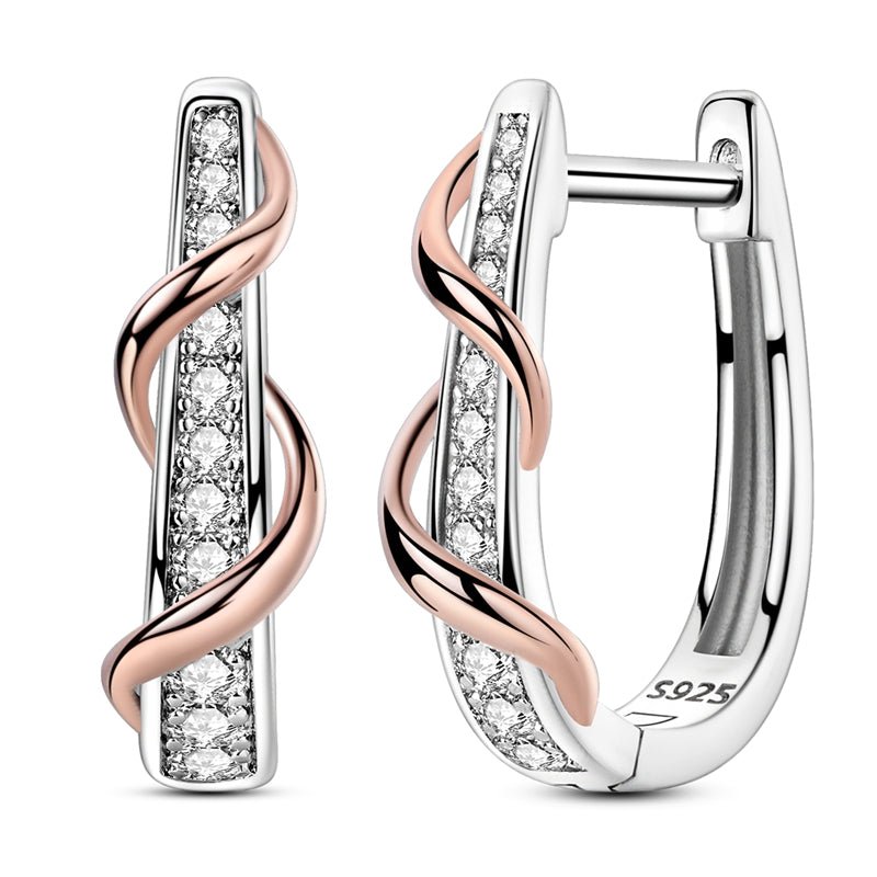 Créoles Torsadées Or Rose et Argent