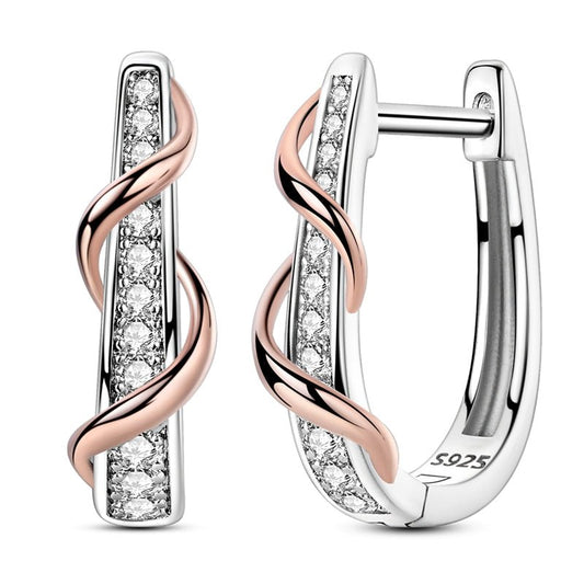 Créoles Torsadées Or Rose et Argent