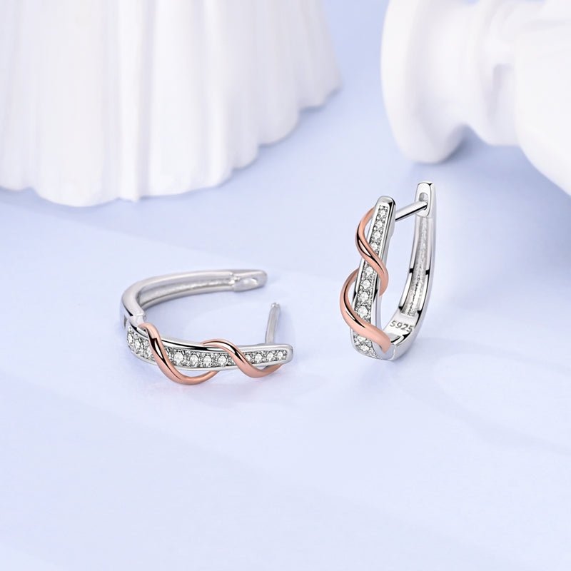Créoles Torsadées Or Rose et Argent