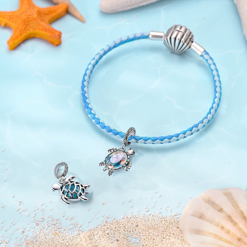 Charm Pendant Tortue Marine avec Cristal Irisé