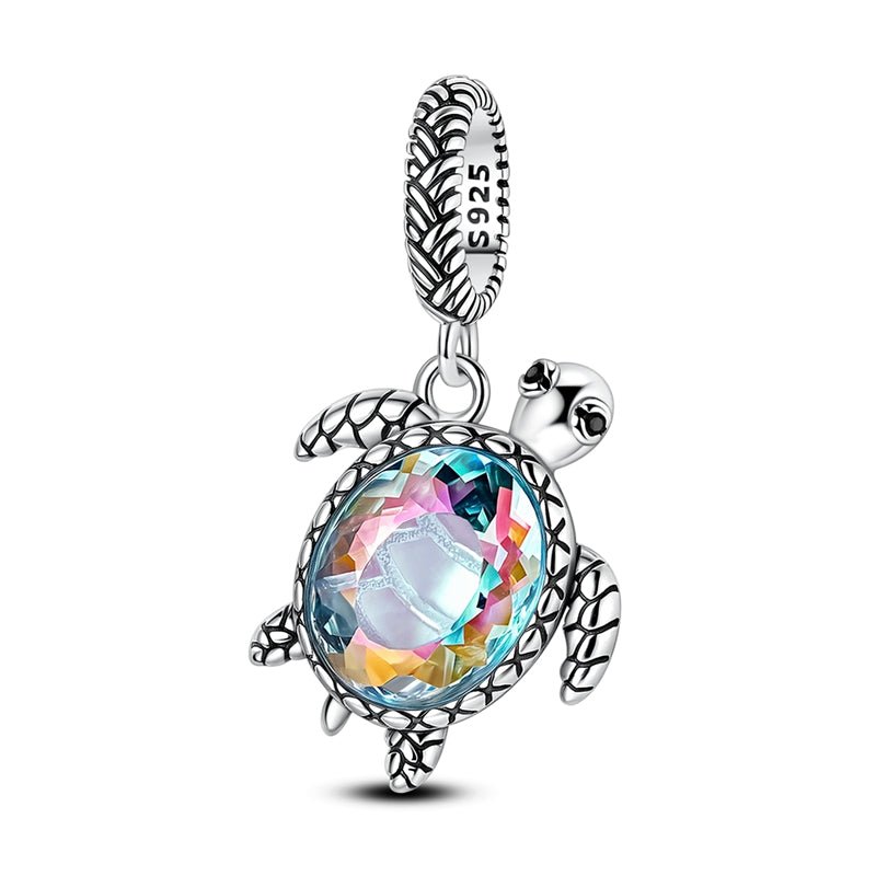 Charm Pendant Tortue Marine avec Cristal Irisé