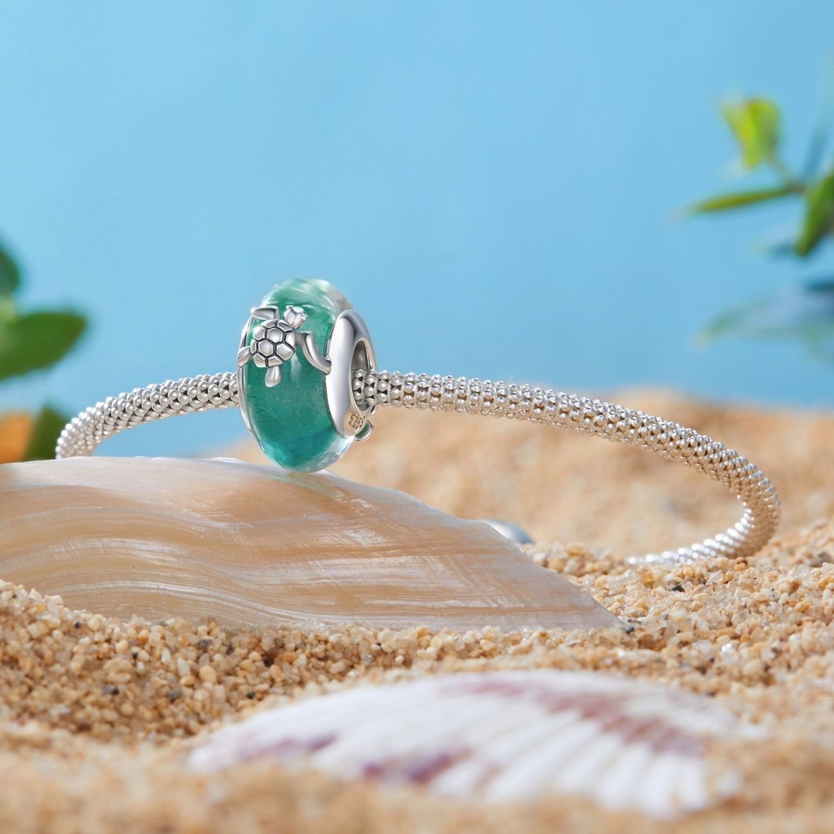 Charm Murano Tortue Marine et Vague Océan