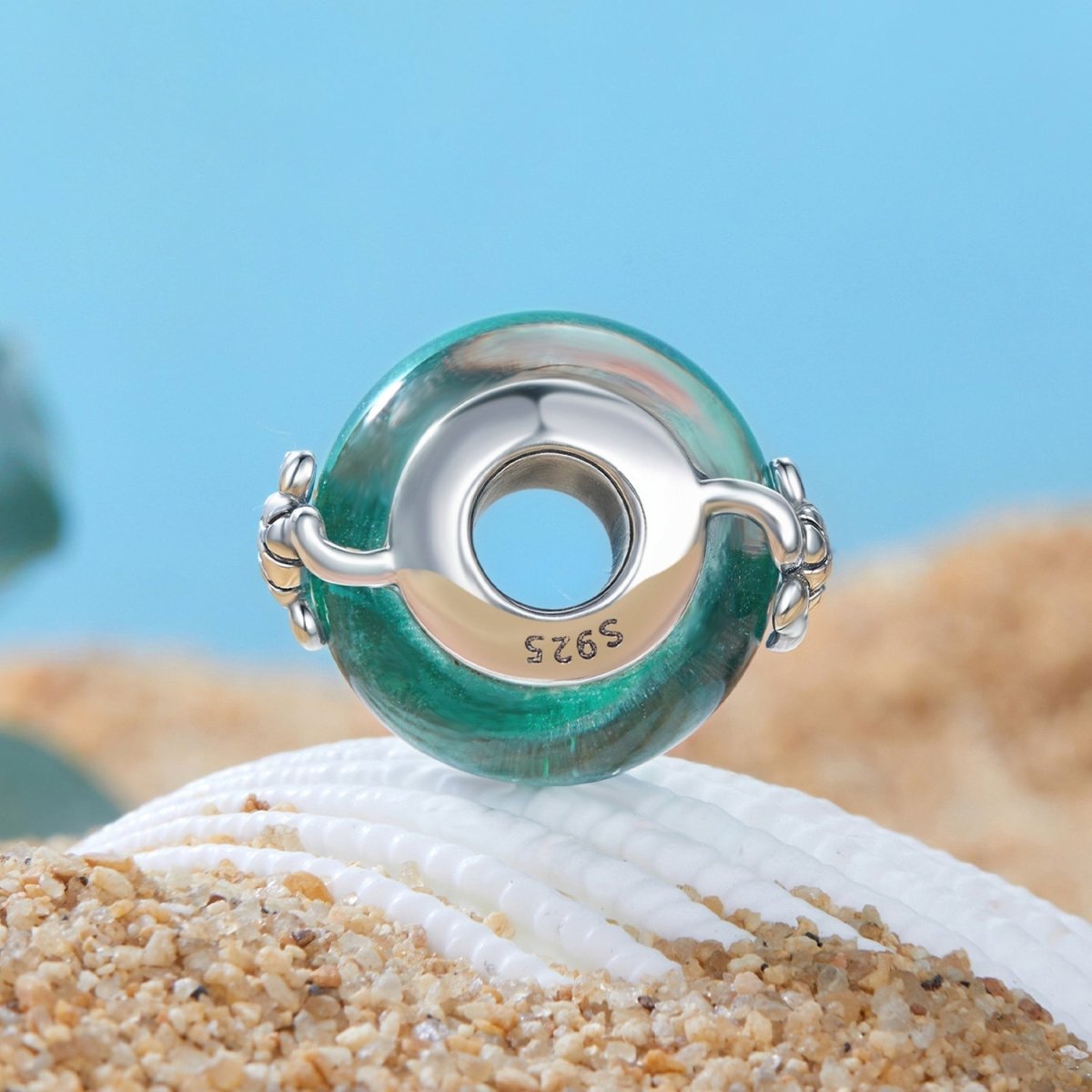 Charm Murano Tortue Marine et Vague Océan