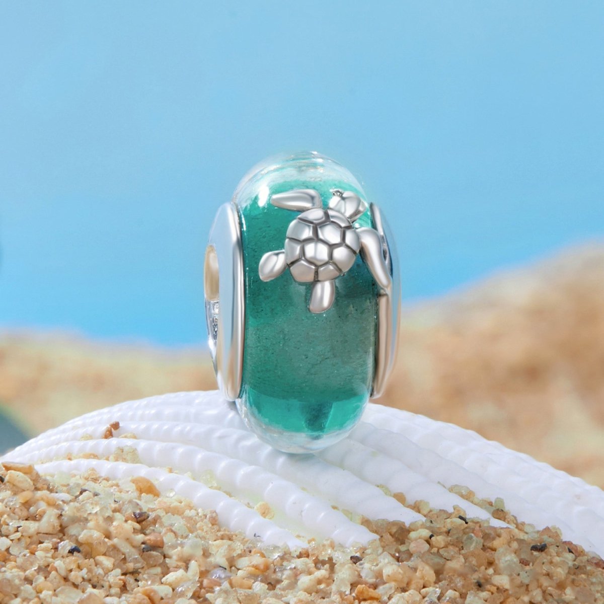 Charm Murano Tortue Marine et Vague Océan
