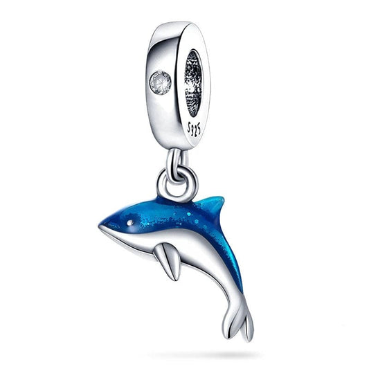 Charm Pendant Dauphin Bleu Scintillant