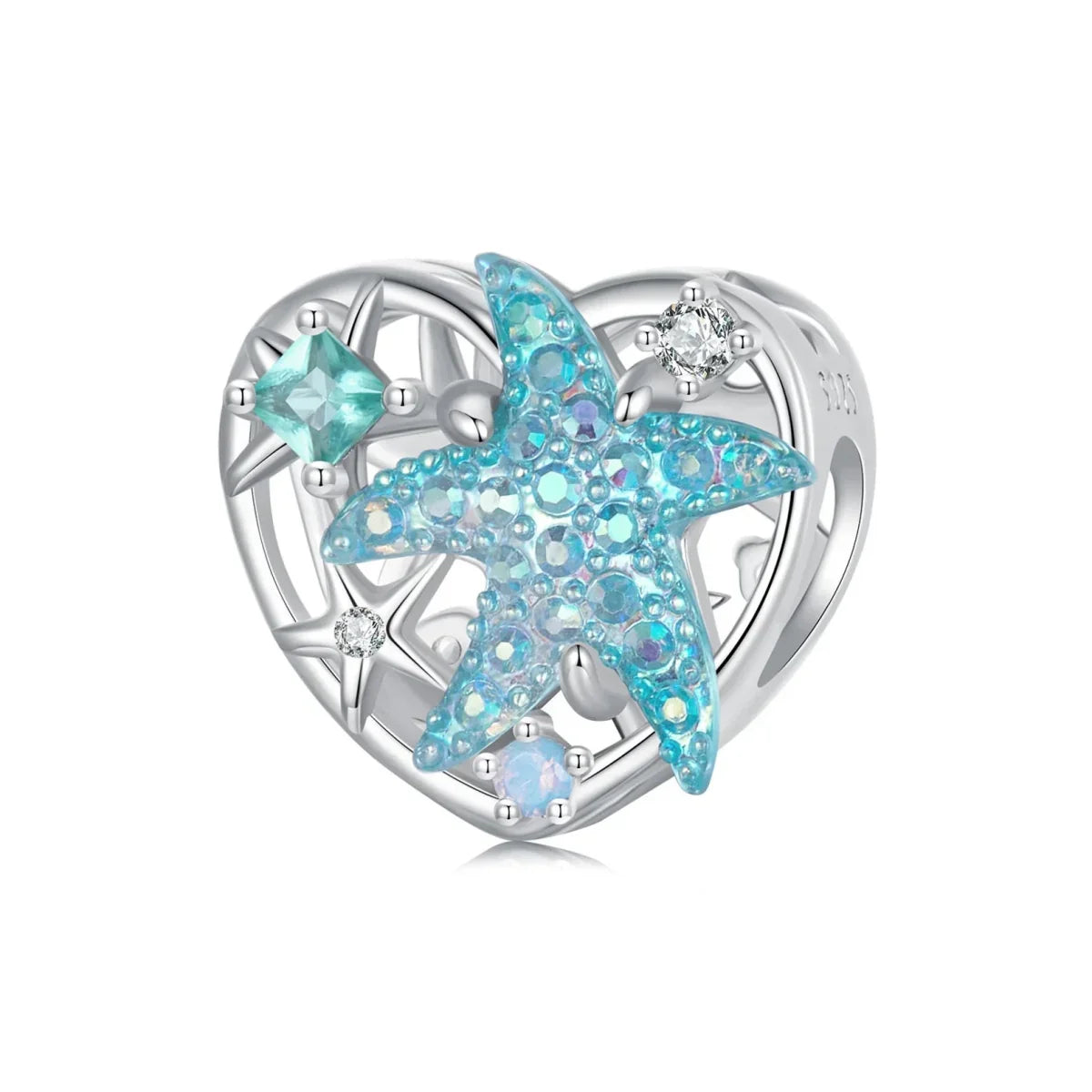 Charm Étoile de Mer Scintillante et Cœur Océan