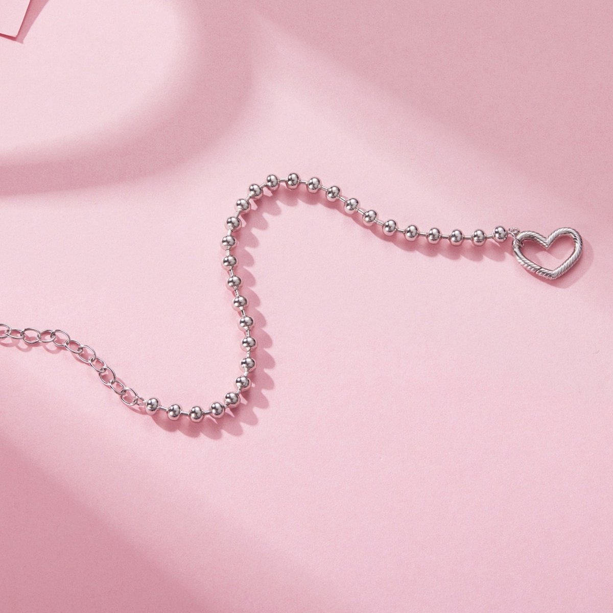 Bracelet Perlé Argent avec Cœur