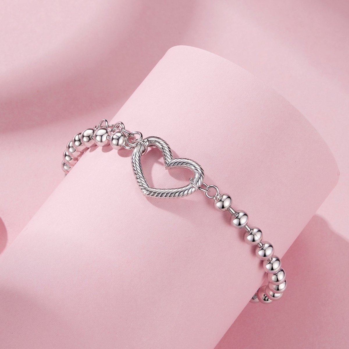 Bracelet Perlé Argent avec Cœur