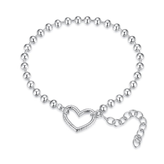 Bracelet Perlé Argent avec Cœur