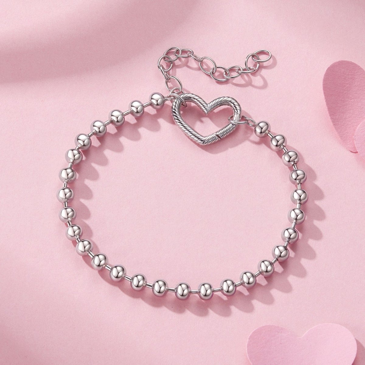 Bracelet Perlé Argent avec Cœur
