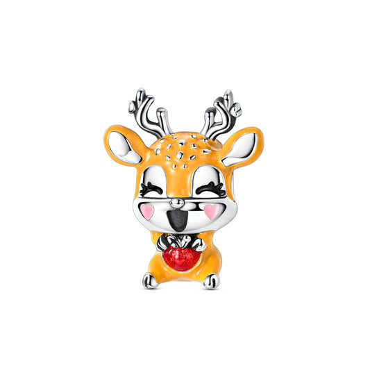Charm Cerf Souriant au Cœur Rouge