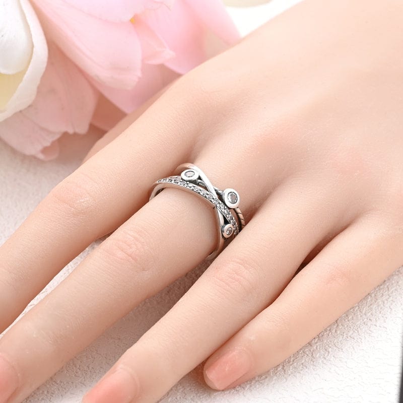 Bague Argent Multi-Anneaux Halo Scintillant