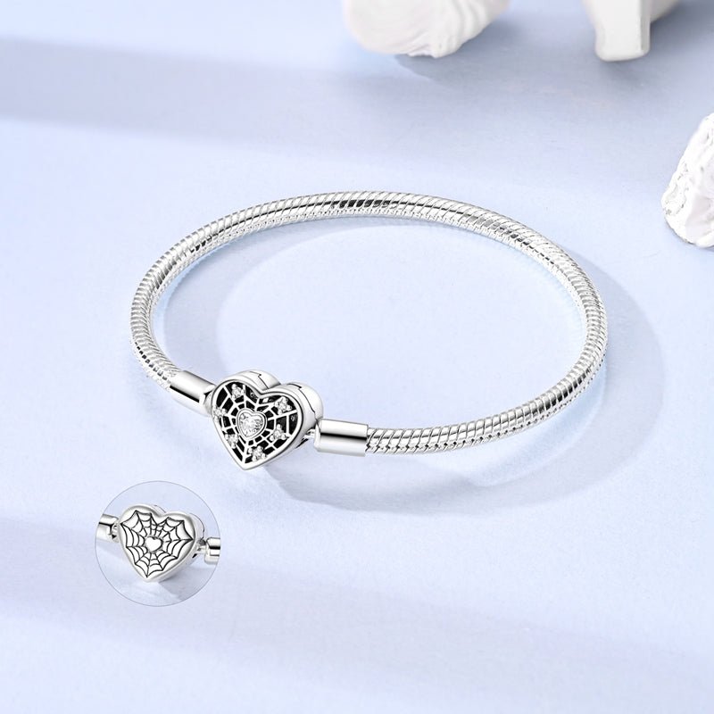 Bracelet Chaîne Serpent Fermoir Cœur Scintillant