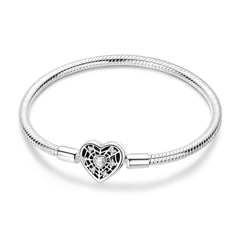 Bracelet Chaîne Serpent Fermoir Cœur Scintillant