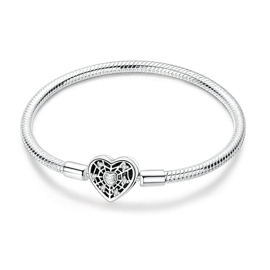 Bracelet Chaîne Serpent Fermoir Cœur Scintillant