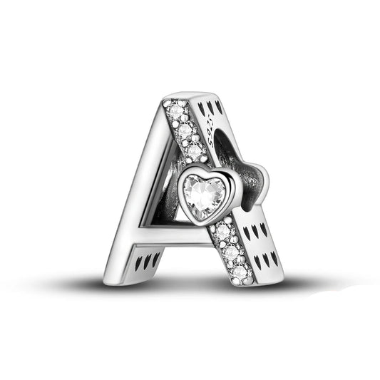 Charm Lettre Cœur Scintillant A~Z
