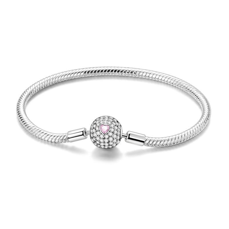 Bracelet à Charms Cœur Rose Scintillant