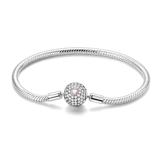 Bracelet à Charms Cœur Rose Scintillant