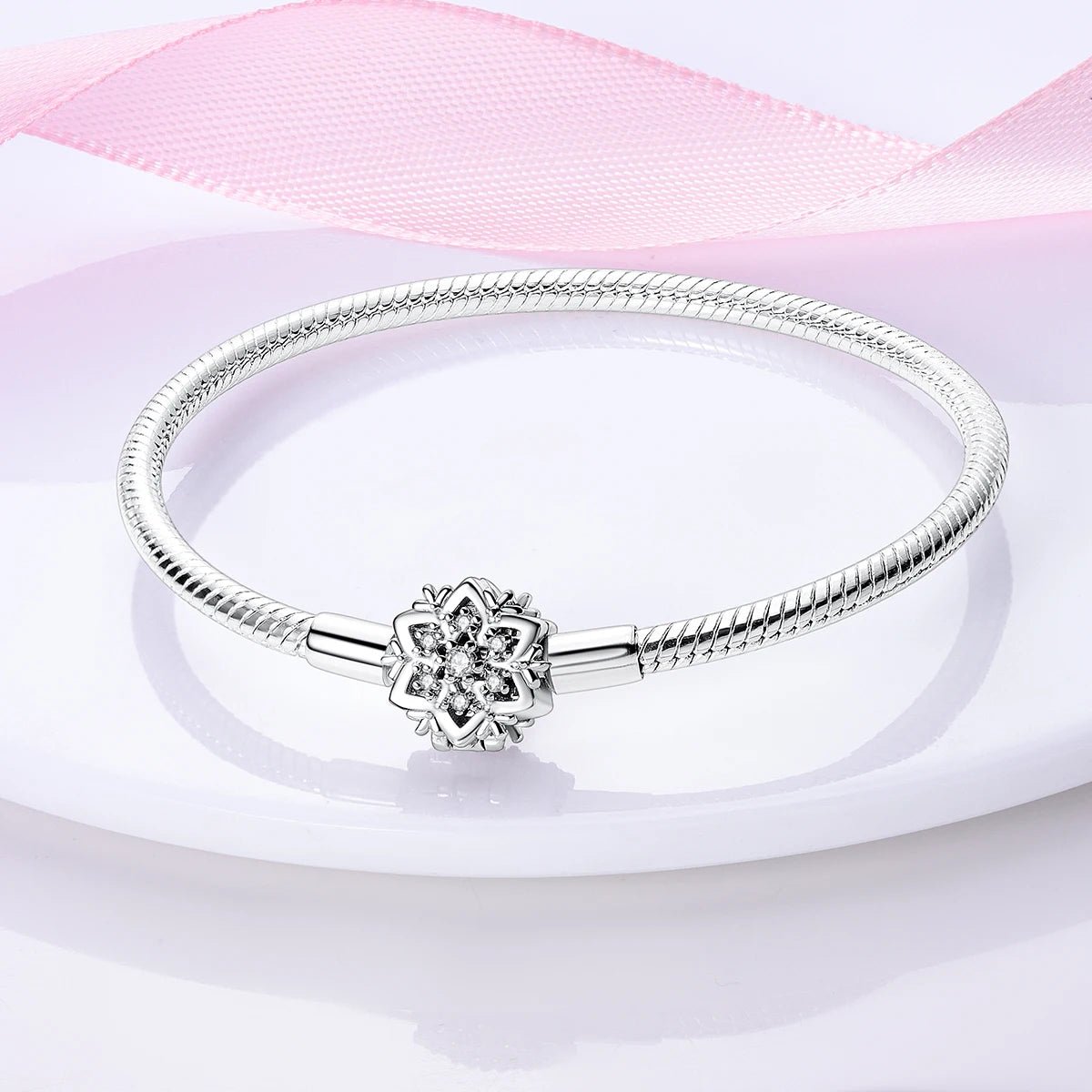 Bracelet à Charms avec Fermoir Flocon Scintillant