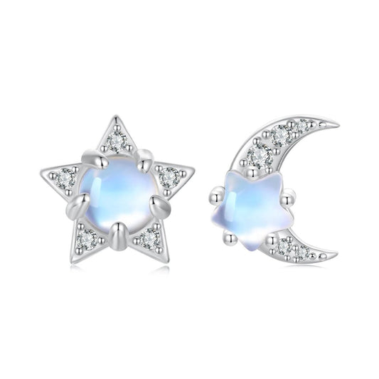 Puces d'Oreilles Opale Clair de Lune Étoilé