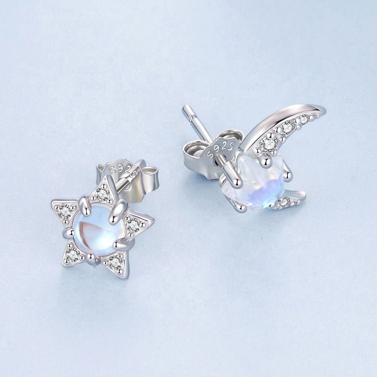Puces d'Oreilles Opale Clair de Lune Étoilé