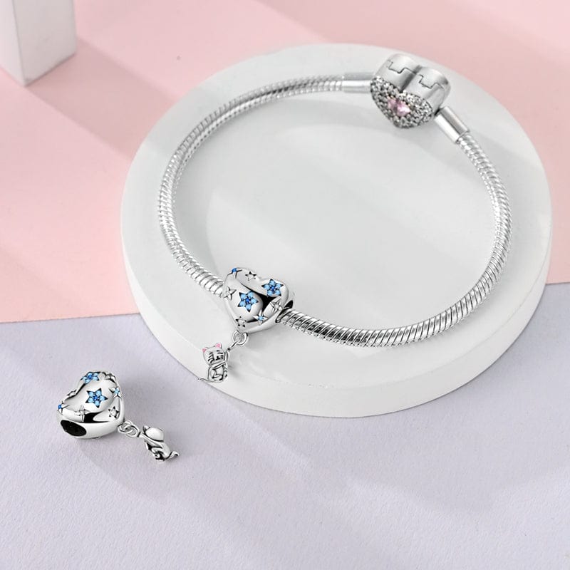Charm Cœur Étoilé et Chat Espiègle