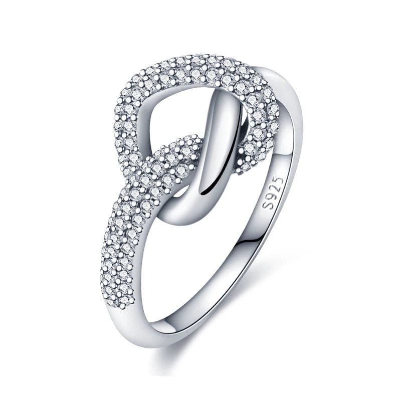Bague Nœud Infini en Argent Sterling avec Pavé de Diamants