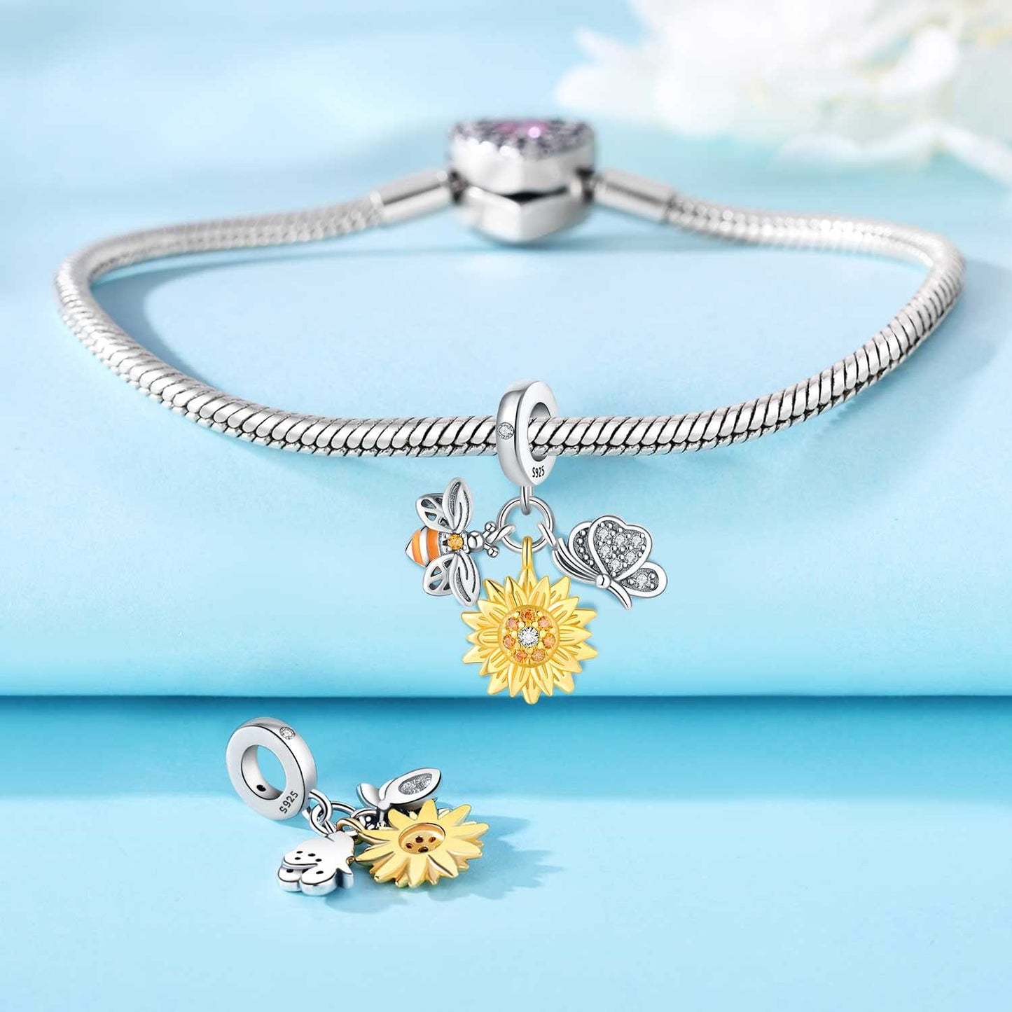Charm Tournesol, Abeille et Papillon