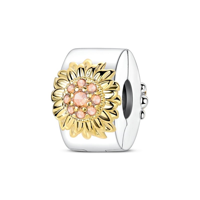 Charm Clip Tournesol aux Cristaux Roses