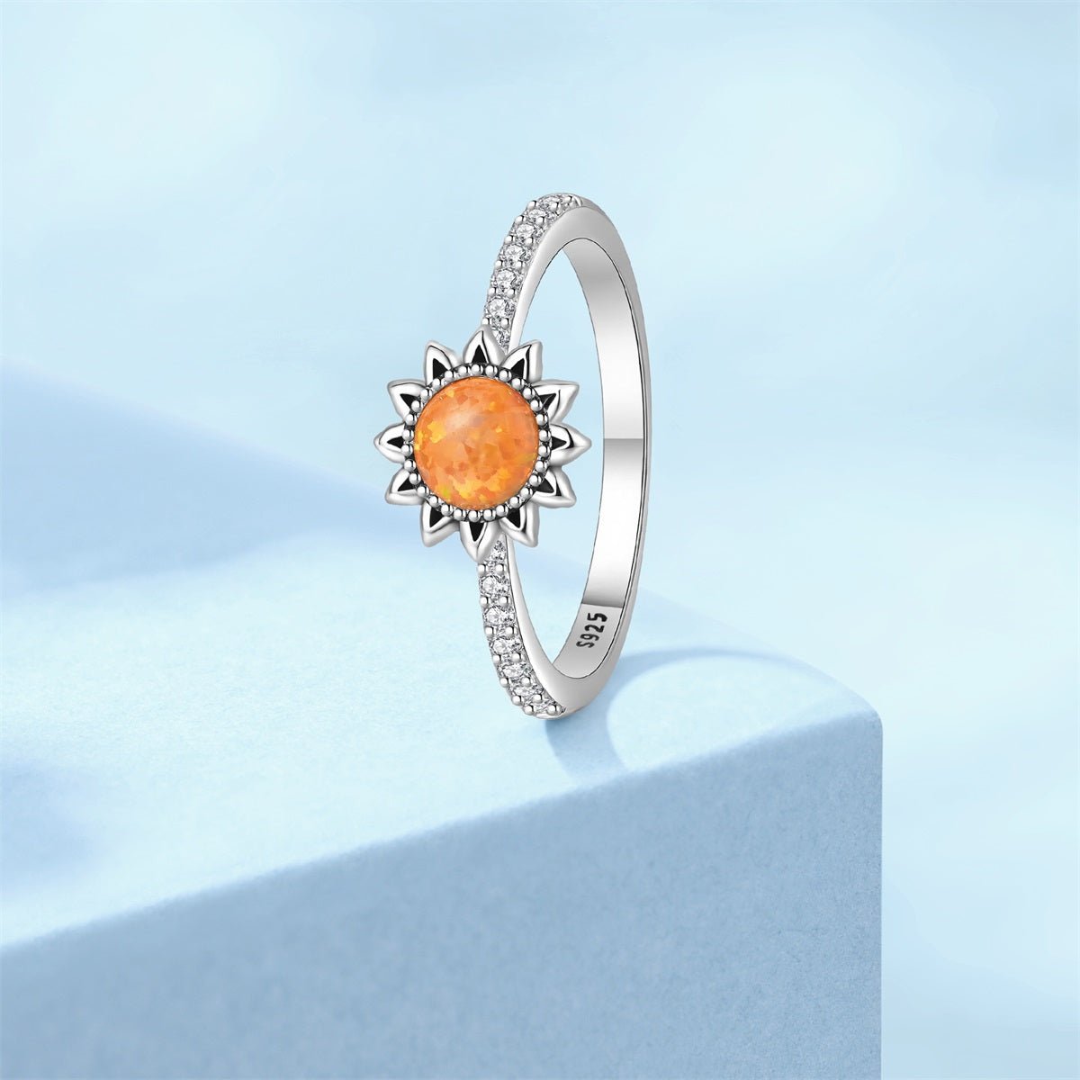 Bague Tournesol Opale Orange Radiance