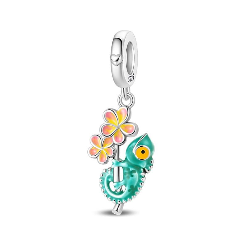 Charm Pendant Caméléon Thermochromique et Fleur
