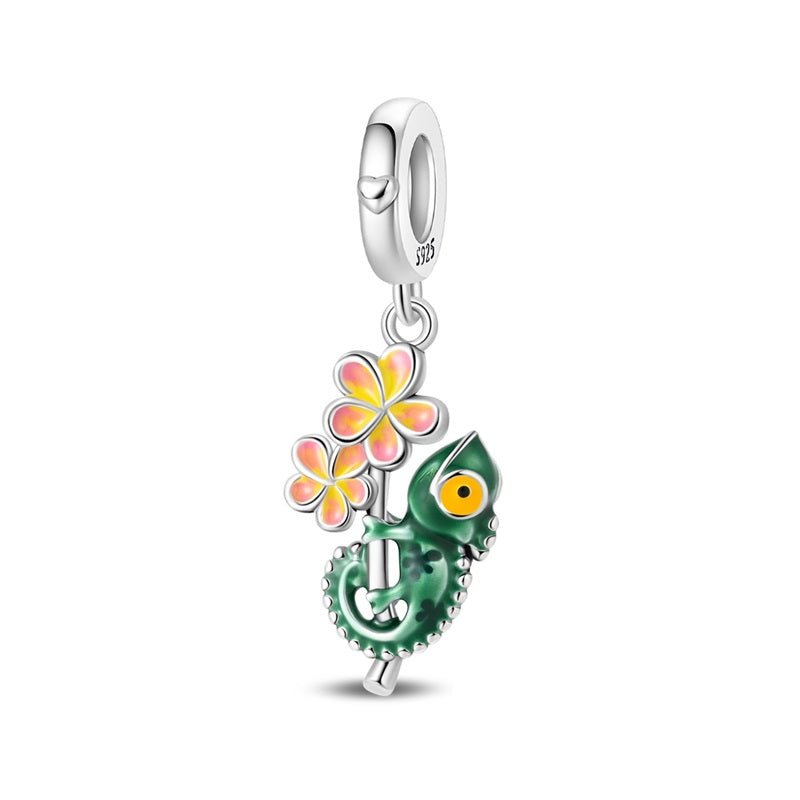 Charm Pendant Caméléon Thermochromique et Fleur