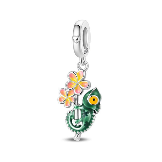 Charm Pendant Caméléon Thermochromique et Fleur