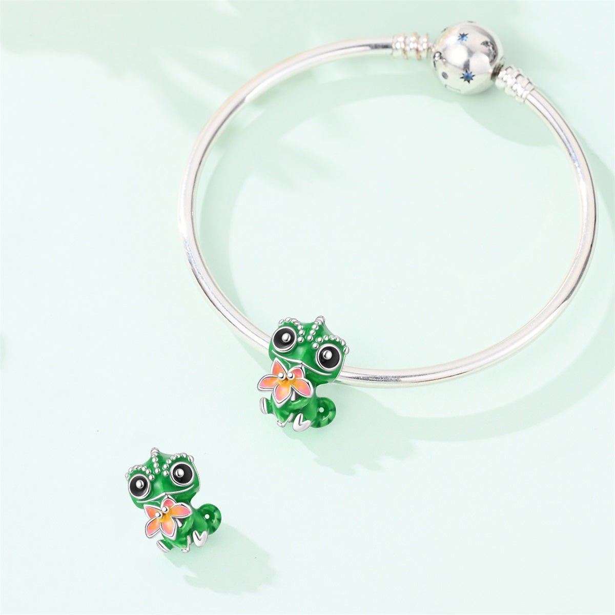 Charm Bébé Caméléon Thermochromique avec Fleur